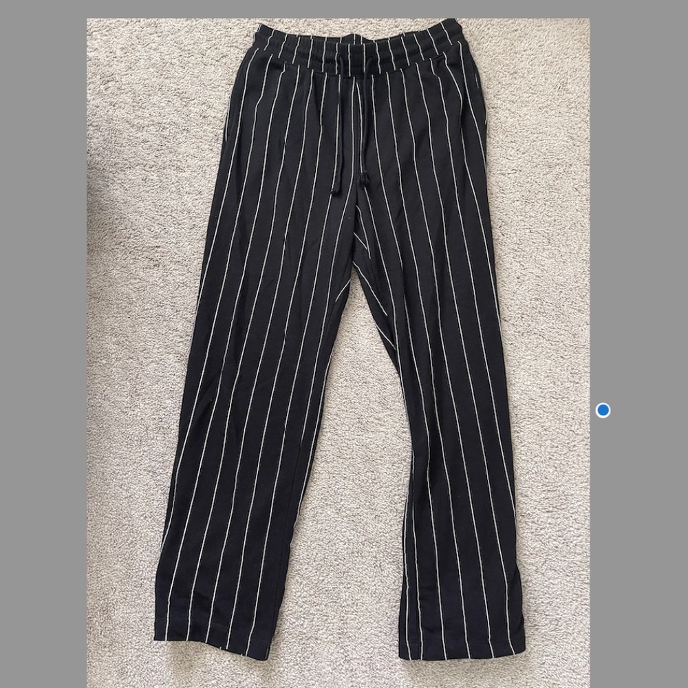 H&M Divided Pinstripe Drawstring Tie Straight Leg Pants, size Medium